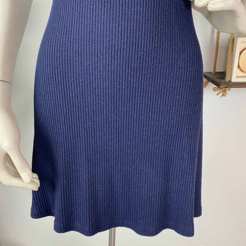 Topshop Navy Ribbed Open Back Dress - Picture 3 of 6